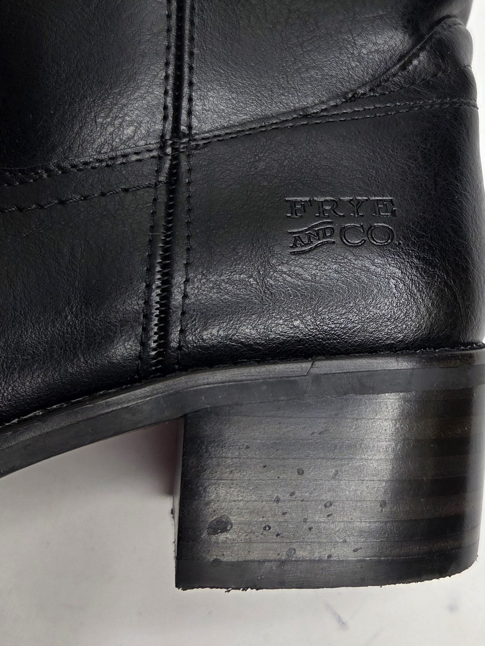 Frye and Co. Miranda 14 Boot Women 9M Stacked Heel Black Vegan Western Knee High - Picture 3 of 10